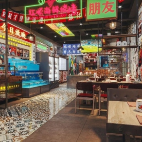 工业风海鲜烧烤店3D模型下载